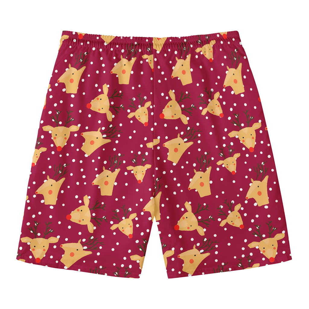 Christmas Deer Pattern Print Men's Swim Trunks