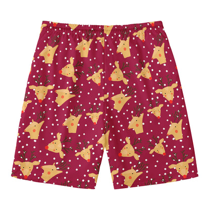 Christmas Deer Pattern Print Men's Swim Trunks
