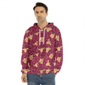 Christmas Deer Pattern Print Men's Velvet Pullover Hoodie