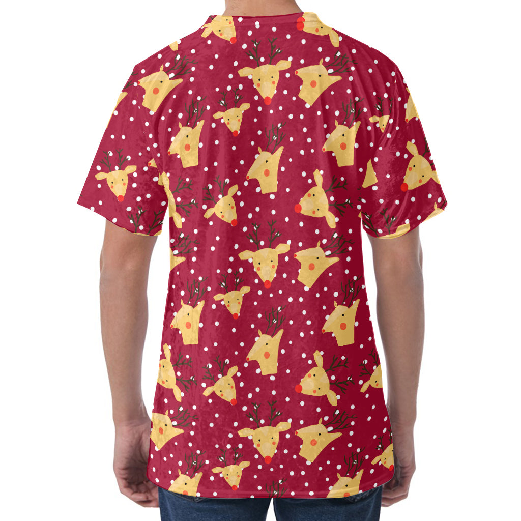 Christmas Deer Pattern Print Men's Velvet T-Shirt