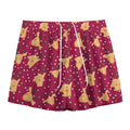Christmas Deer Pattern Print Mesh Shorts