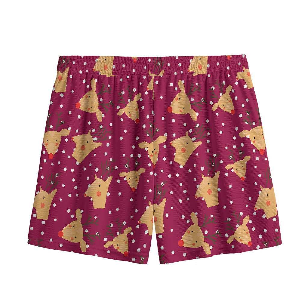 Christmas Deer Pattern Print Mesh Shorts