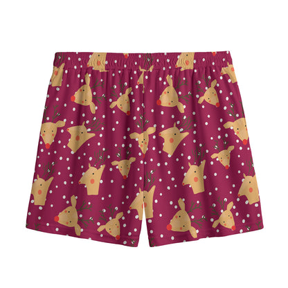 Christmas Deer Pattern Print Mesh Shorts