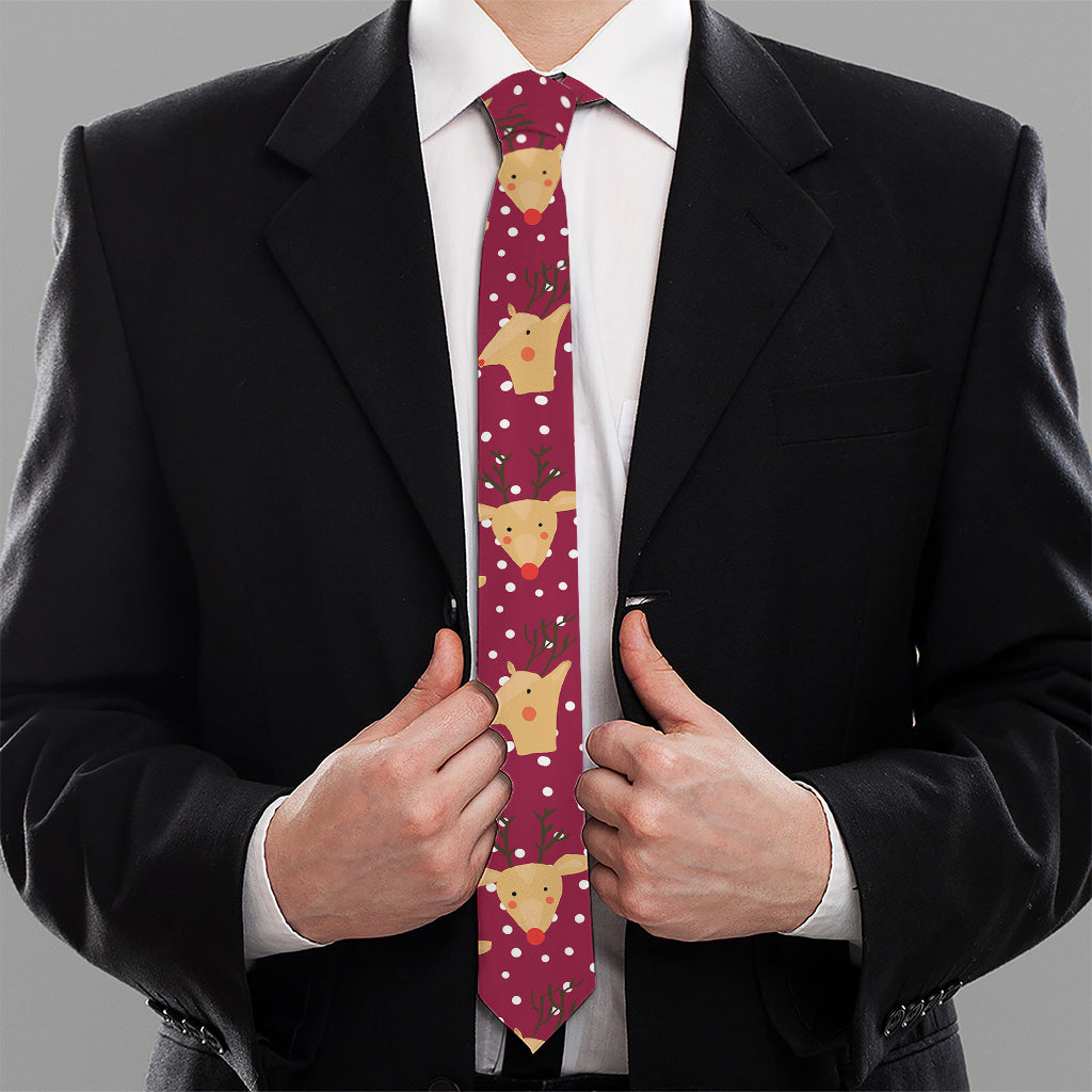 Christmas Deer Pattern Print Necktie
