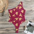 Christmas Deer Pattern Print One Shoulder Bodysuit