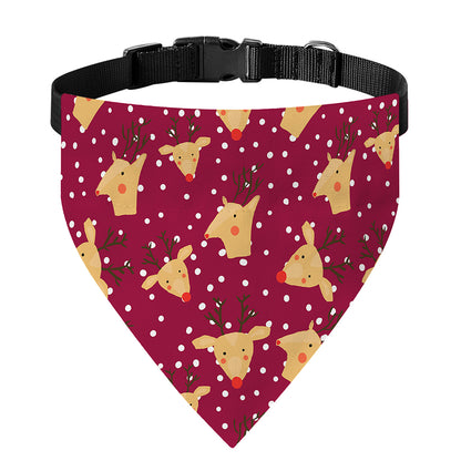 Christmas Deer Pattern Print Over The Collar Dog Bandana