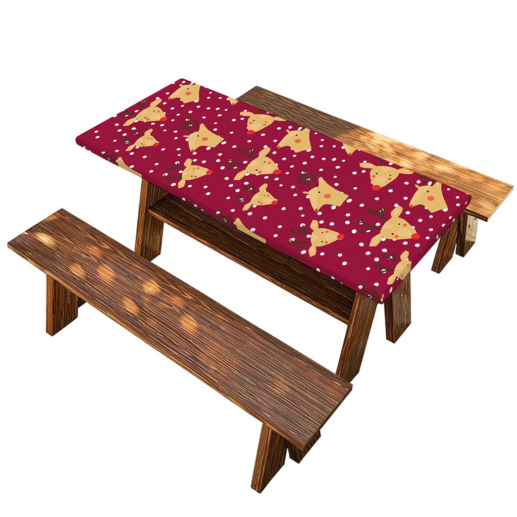 Christmas Deer Pattern Print Picnic Table Cover