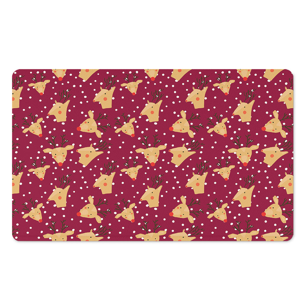 Christmas Deer Pattern Print Polyester Doormat