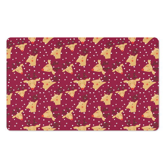 Christmas Deer Pattern Print Polyester Doormat