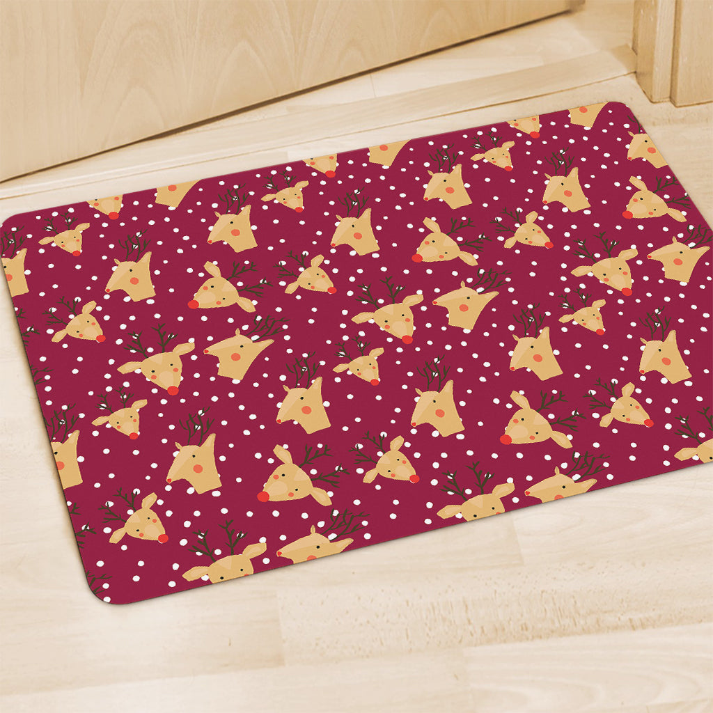 Christmas Deer Pattern Print Polyester Doormat