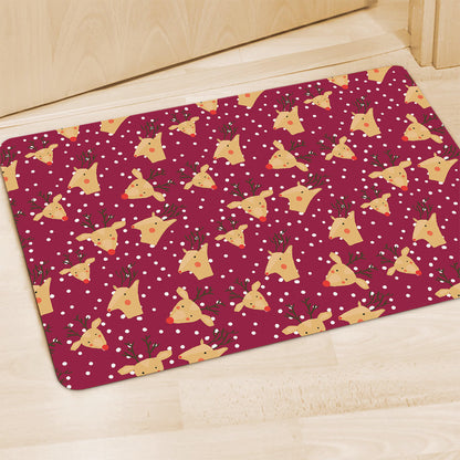 Christmas Deer Pattern Print Polyester Doormat