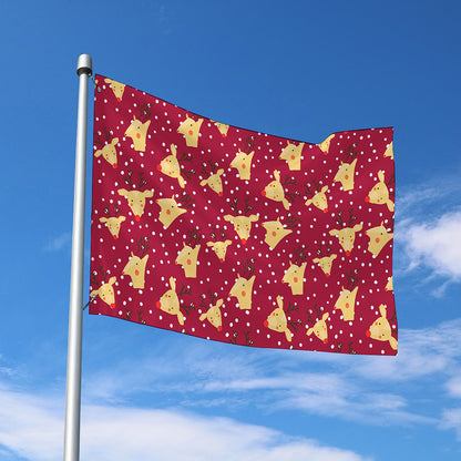 Christmas Deer Pattern Print Polyester Flag