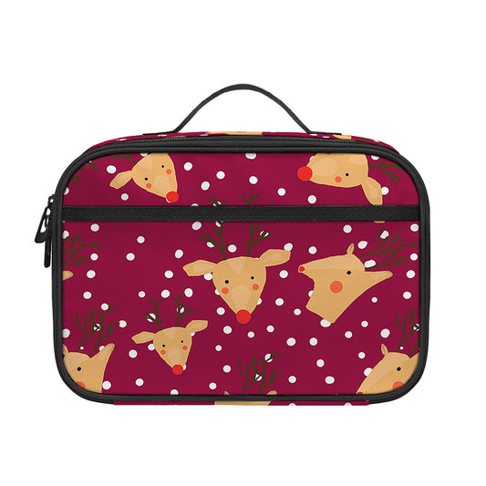 Christmas Deer Pattern Print Portable Lunch Bag