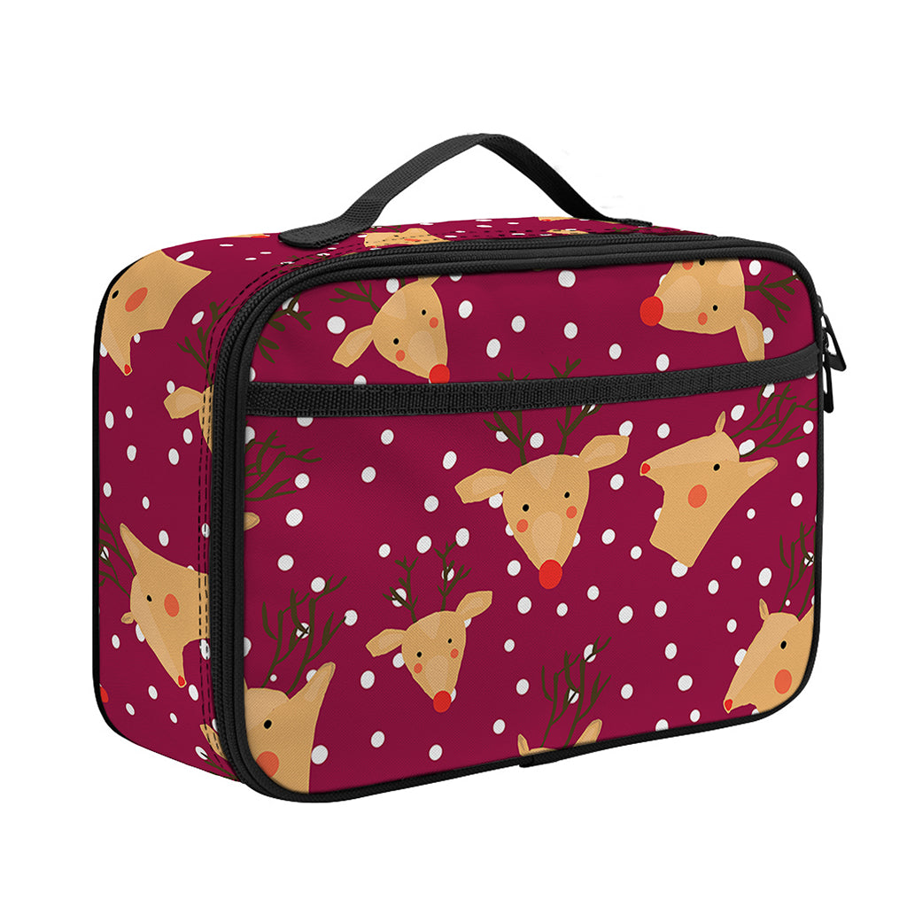 Christmas Deer Pattern Print Portable Lunch Bag
