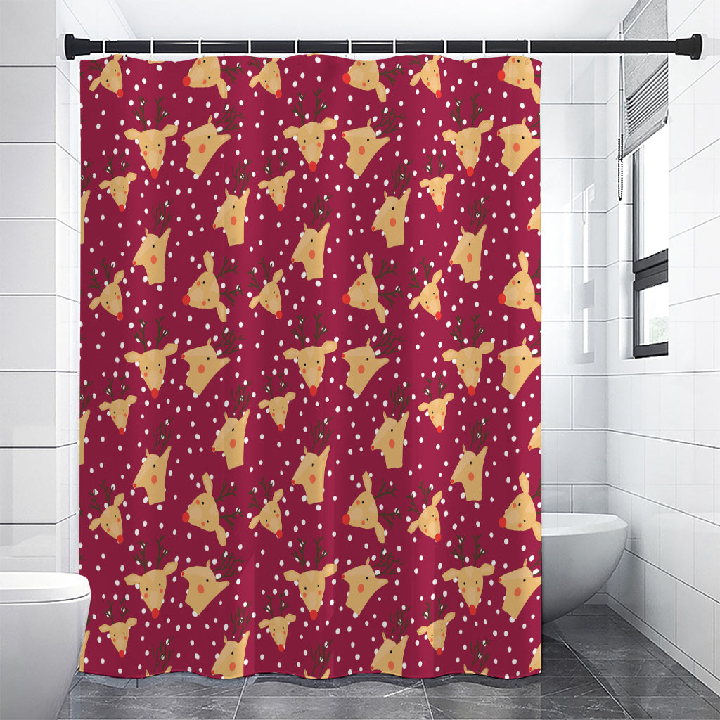 Christmas Deer Pattern Print Premium Shower Curtain