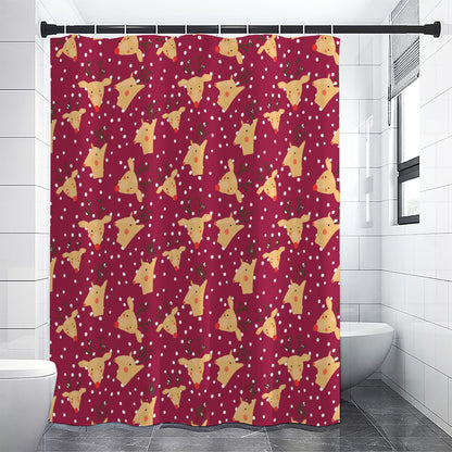 Christmas Deer Pattern Print Premium Shower Curtain
