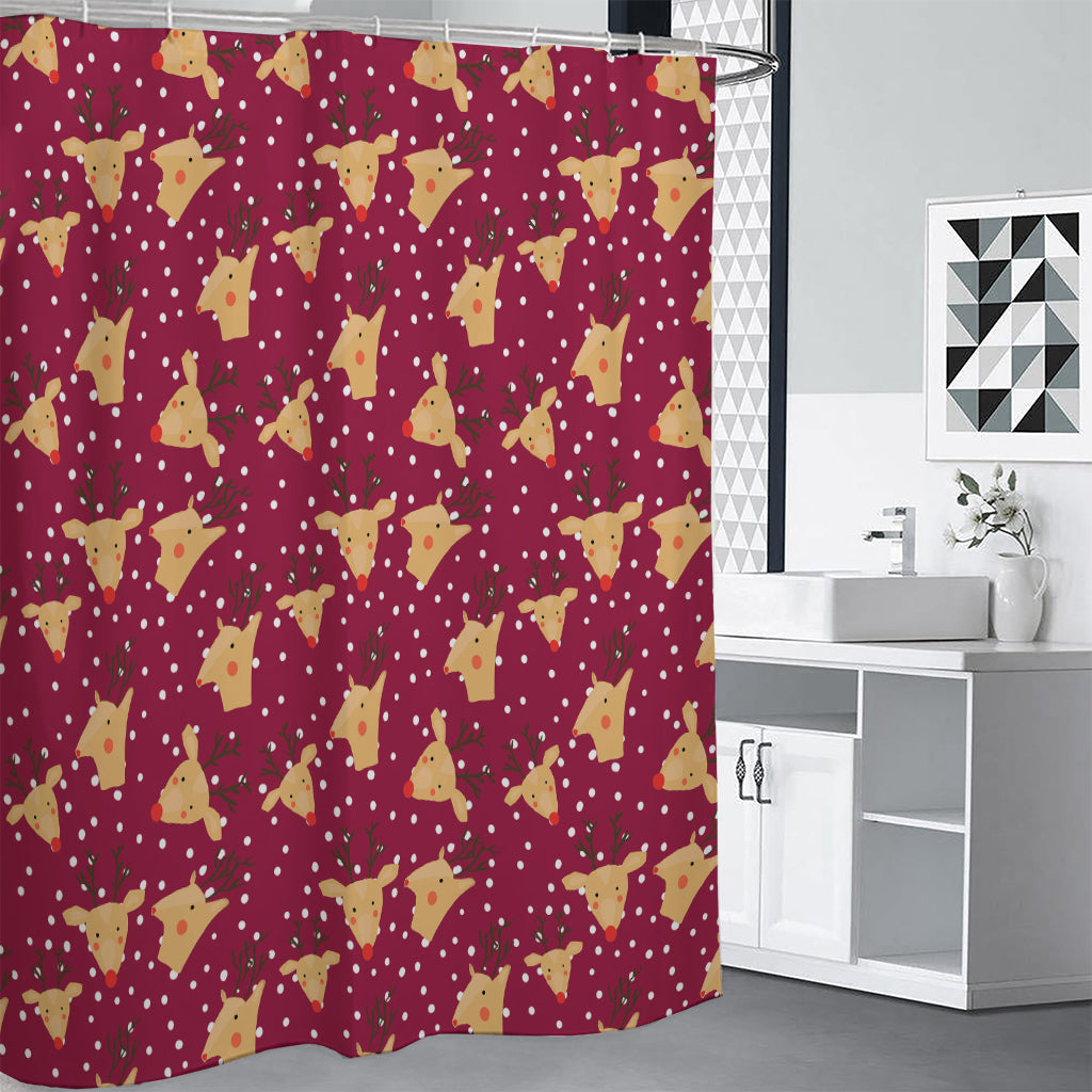 Christmas Deer Pattern Print Premium Shower Curtain