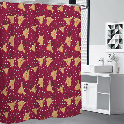 Christmas Deer Pattern Print Premium Shower Curtain