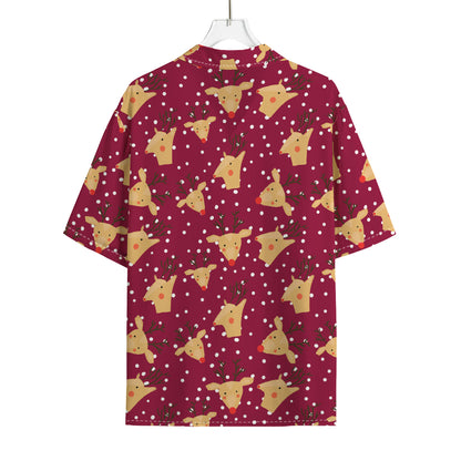 Christmas Deer Pattern Print Rayon Hawaiian Shirt