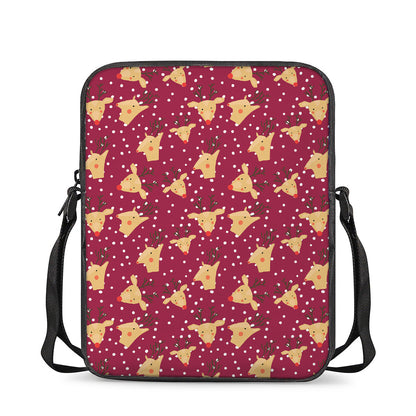 Christmas Deer Pattern Print Rectangular Crossbody Bag