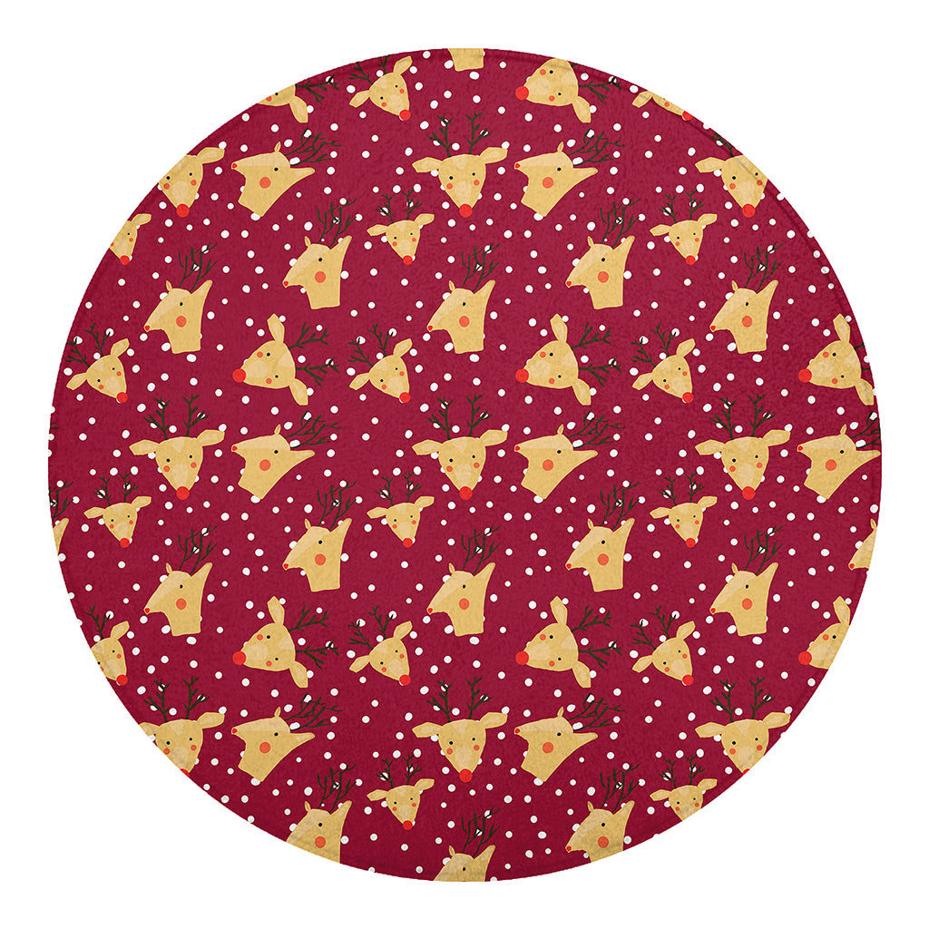 Christmas Deer Pattern Print Round Blanket