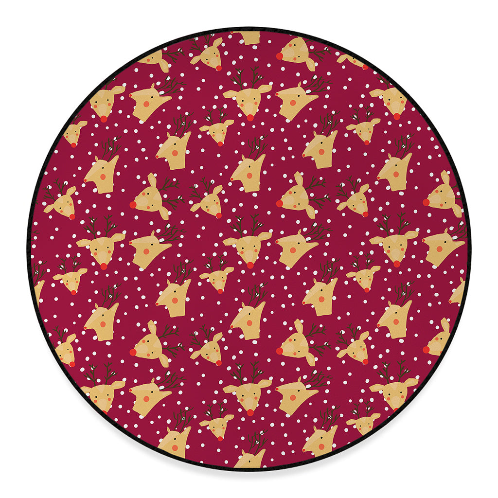 Christmas Deer Pattern Print Round Floor Mat