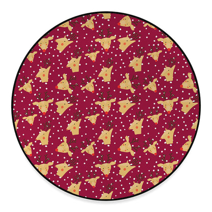 Christmas Deer Pattern Print Round Floor Mat