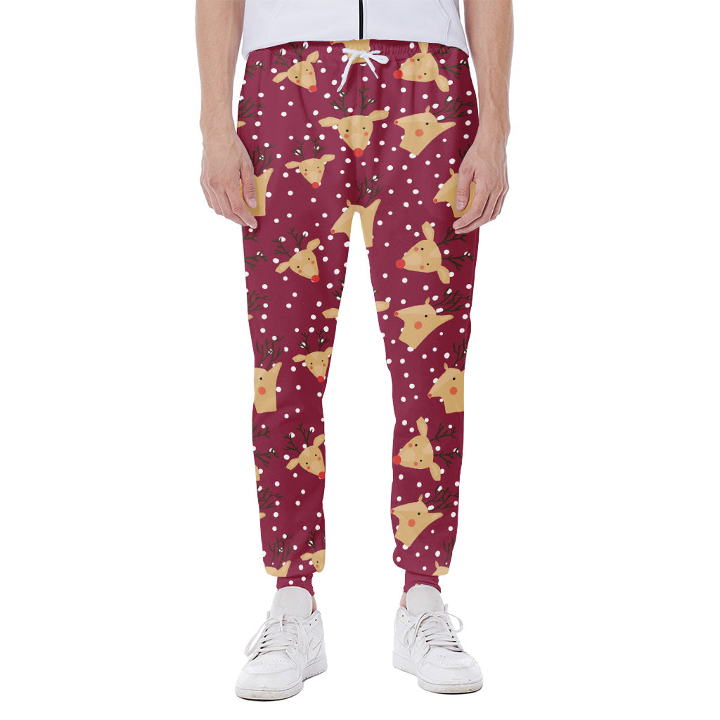 Christmas Deer Pattern Print Scuba Joggers