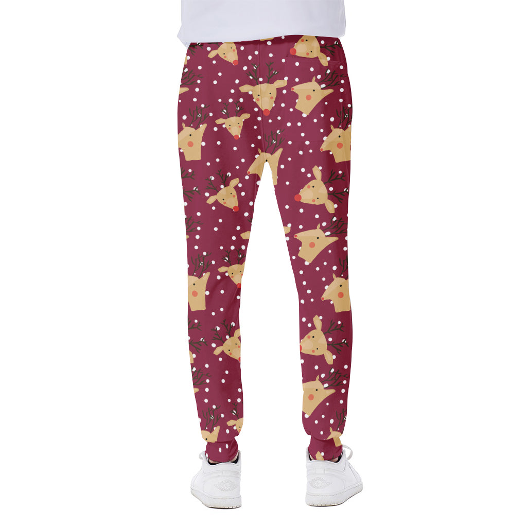 Christmas Deer Pattern Print Scuba Joggers