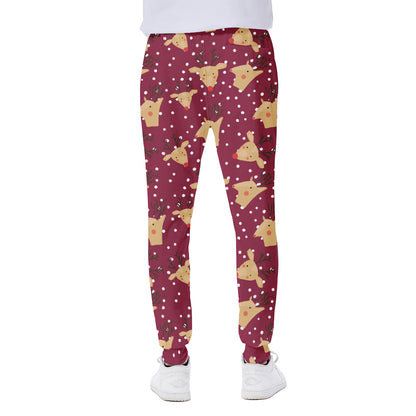 Christmas Deer Pattern Print Scuba Joggers