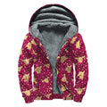Christmas Deer Pattern Print Sherpa Lined Zip Up Hoodie