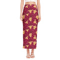 Christmas Deer Pattern Print Side Slit Maxi Skirt