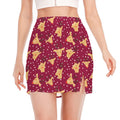 Christmas Deer Pattern Print Side Slit Mini Skirt