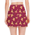 Christmas Deer Pattern Print Side Slit Mini Skirt