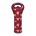 Christmas Deer Pattern Print Single Neoprene Wine Tote