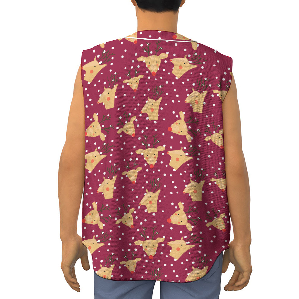 Christmas Deer Pattern Print Sleeveless Baseball Jersey