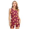 Christmas Deer Pattern Print Sleeveless One Piece Swimsuit
