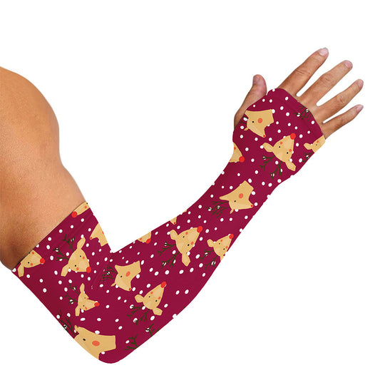 Christmas Deer Pattern Print Sun Protection Arm Sleeves