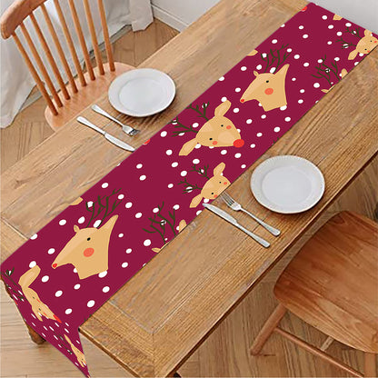Christmas Deer Pattern Print Table Runner
