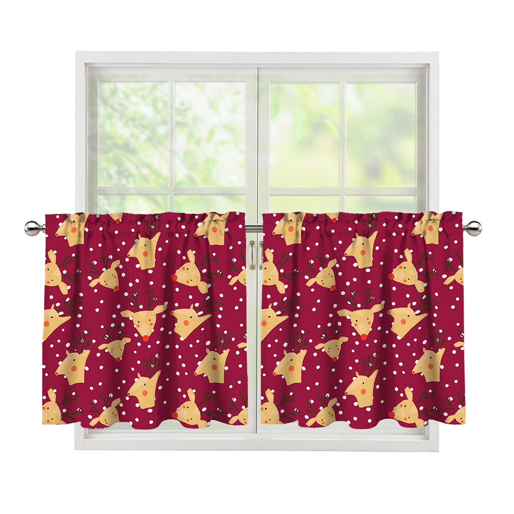 Christmas Deer Pattern Print Tier Curtains