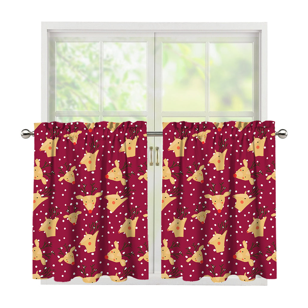 Christmas Deer Pattern Print Tier Curtains