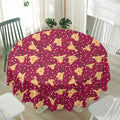 Christmas Deer Pattern Print Waterproof Round Tablecloth