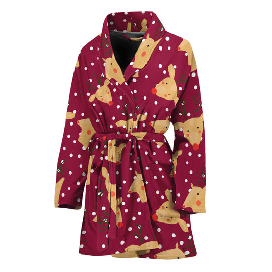 Christmas Deer Pattern Print Women's Bathrobe