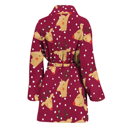 Christmas Deer Pattern Print Women's Bathrobe