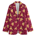 Christmas Deer Pattern Print Women's Cotton Blazer