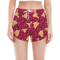 Christmas Deer Pattern Print Women's Split Running Shorts