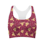 Christmas Deer Pattern Print Women's Sports Bra