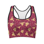 Christmas Deer Pattern Print Women's Sports Bra