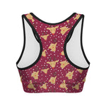 Christmas Deer Pattern Print Women's Sports Bra
