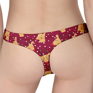 Christmas Deer Pattern Print Women's Thong